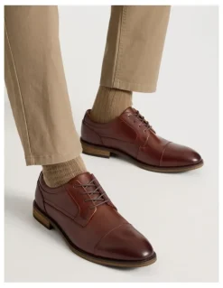 Basque Sergio Leather Toe Cap Lace Up in Cognac
