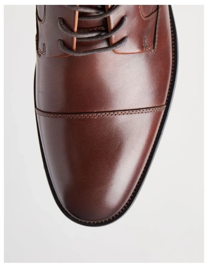 Basque Sergio Leather Toe Cap Lace Up in Cognac