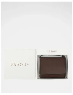 Basque Trifold Pebbled Leather Wallet With Flip Id Brown Wallet Brown