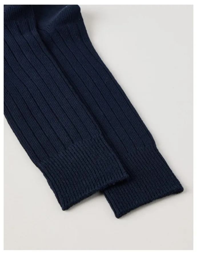Basque Winter Rib Cotton Socks in Navy