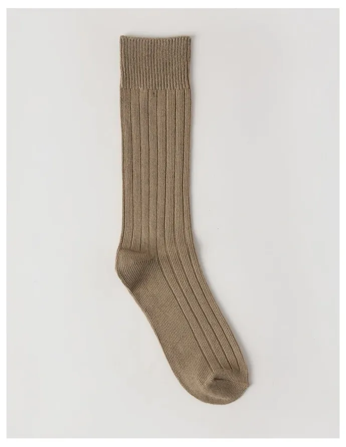 Basque Winter Rib Cotton Socks in Burnt Honey