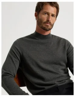 Basque Australian Merino Mock Neck in Charcoal