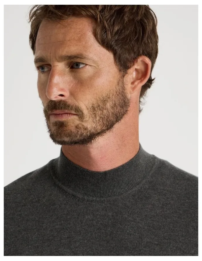 Basque Australian Merino Mock Neck in Charcoal