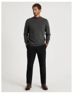 Basque Australian Merino Mock Neck in Charcoal