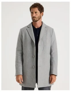 Basque Blazer Coat With Puffer Collar in Grey Marle