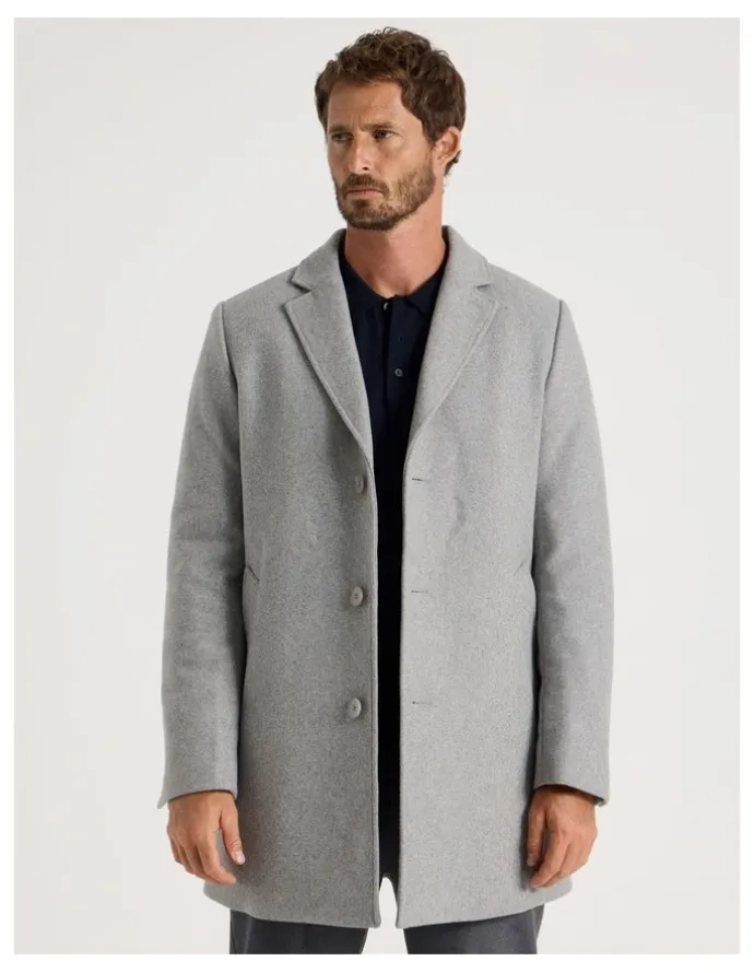 Basque Blazer Coat With Puffer Collar in Grey Marle