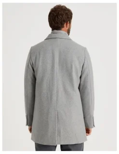 Basque Blazer Coat With Puffer Collar in Grey Marle