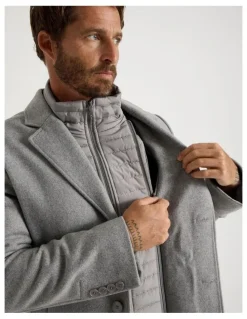 Basque Blazer Coat With Puffer Collar in Grey Marle
