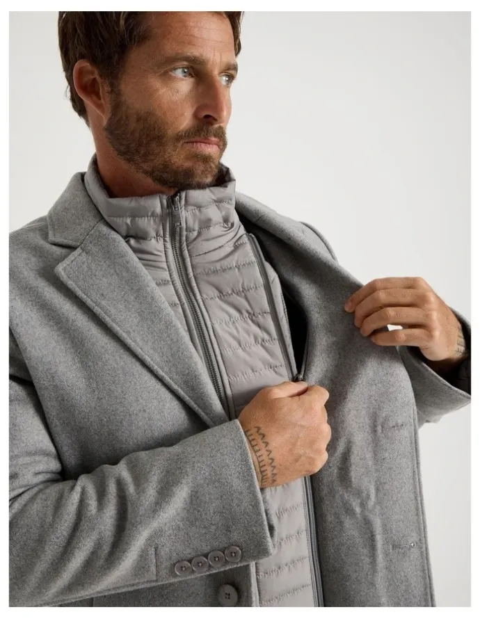 Basque Blazer Coat With Puffer Collar in Grey Marle
