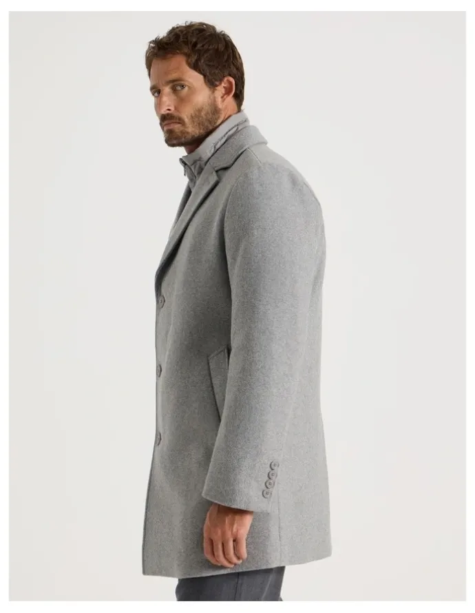 Basque Blazer Coat With Puffer Collar in Grey Marle