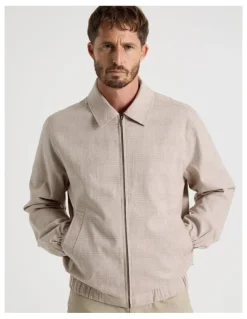 Basque Bomber in Sand and White Check Print