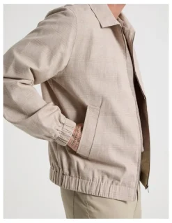 Basque Bomber in Sand and White Check Print