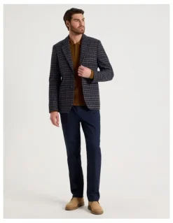 Basque Check Blazer in Navy