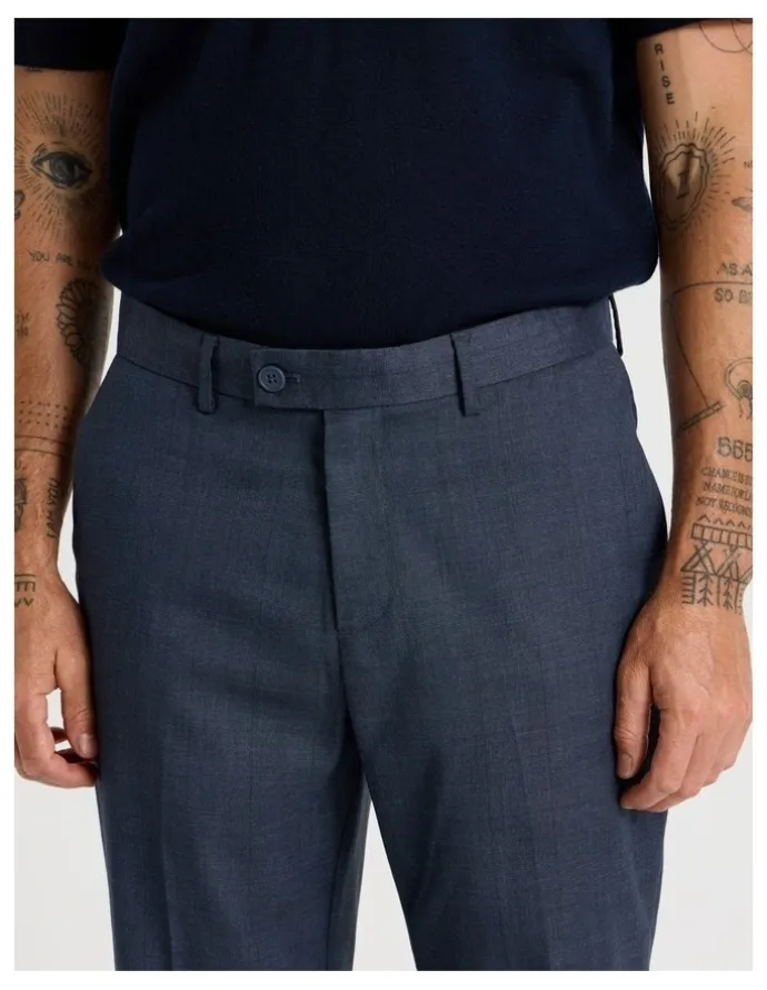 Basque Check Pants in Navy