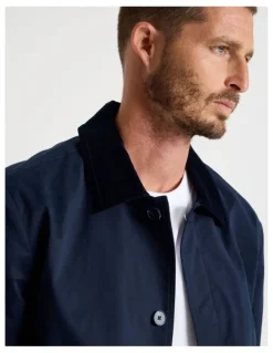 Basque Contrast Collar Jacket in Navy