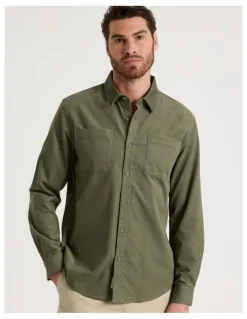 Basque Corduroy Shirt in Olive