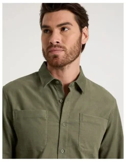Basque Corduroy Shirt in Olive