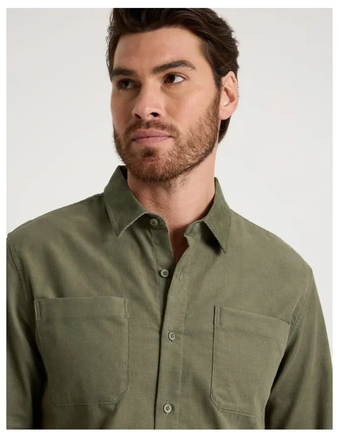 Basque Corduroy Shirt in Olive