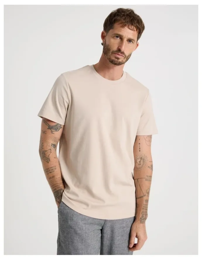 Basque Crew Neck T-Shirt in Ecru