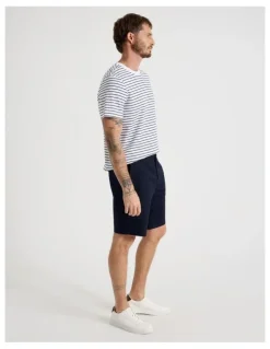 Basque Crew Neck T-Shirt in White Stripe