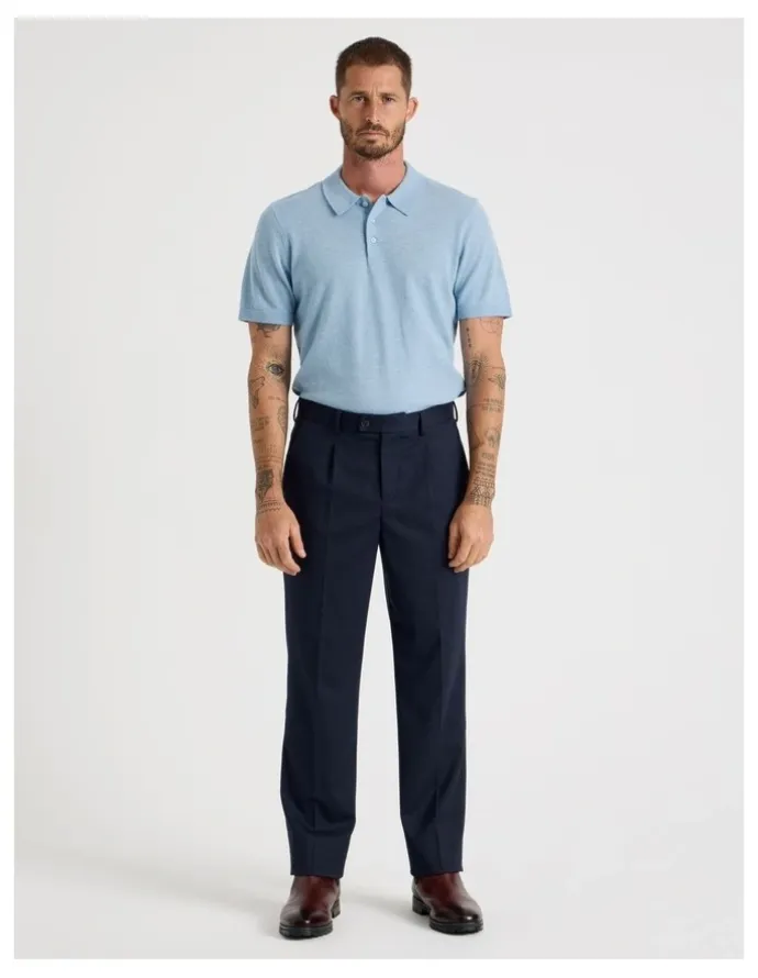 Basque Cuffed Pants in Navy