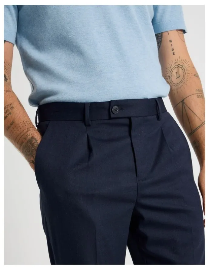 Basque Cuffed Pants in Navy