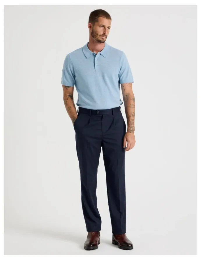 Basque Cuffed Pants in Navy