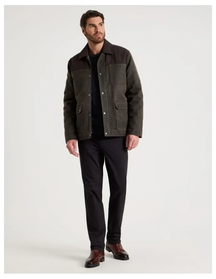 Basque Felt Detail Waxed Jacket in Brown
