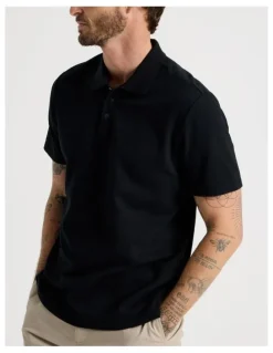Basque Jersey Short Sleeve Polo in Jet Black