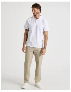 Basque Jersey Short Sleeve Polo in White