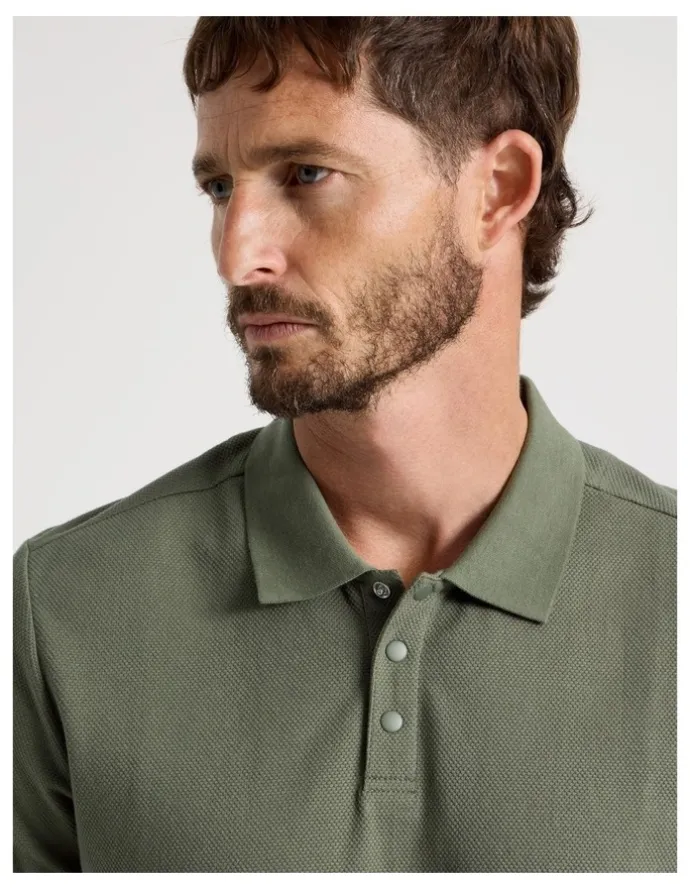 Basque Jersey Short Sleeve Polo in Olive