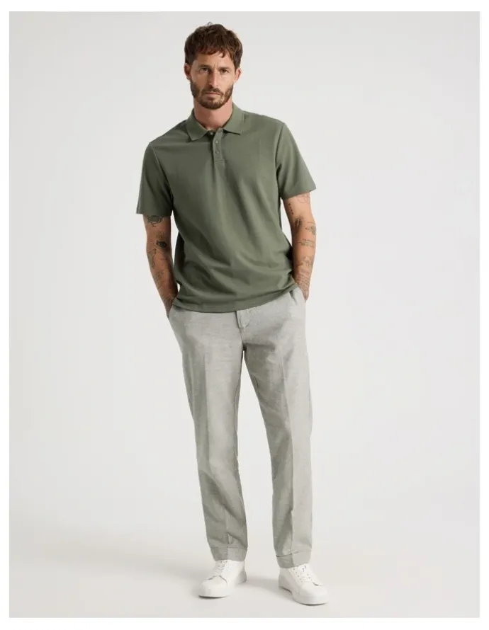 Basque Jersey Short Sleeve Polo in Olive
