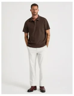 Basque Jersey Short Sleeve Polo Chocolate