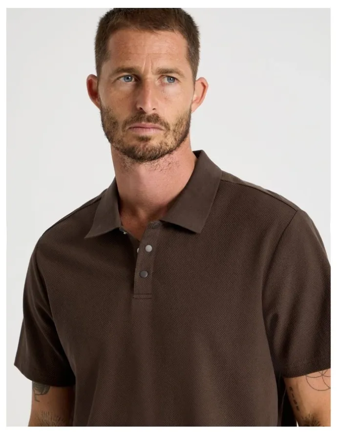 Basque Jersey Short Sleeve Polo Chocolate