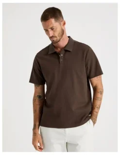 Basque Jersey Short Sleeve Polo Chocolate