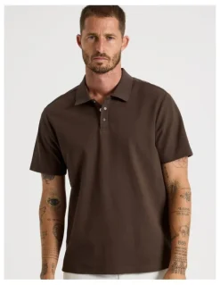 Basque Jersey Short Sleeve Polo Chocolate