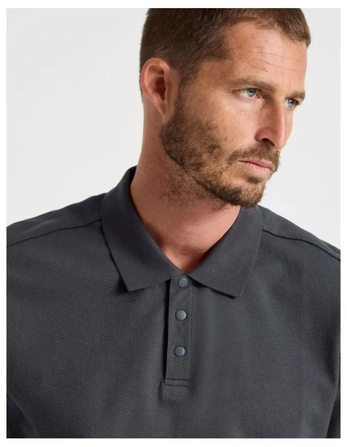 Basque Jersey Short Sleeve Polo in Charcoal