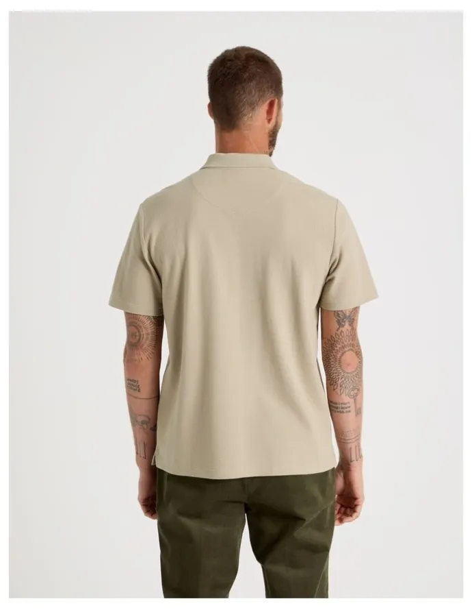 Basque Jersey Short Sleeve Polo in Beige
