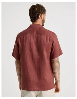 Basque Linen Safari Shirt in Rust