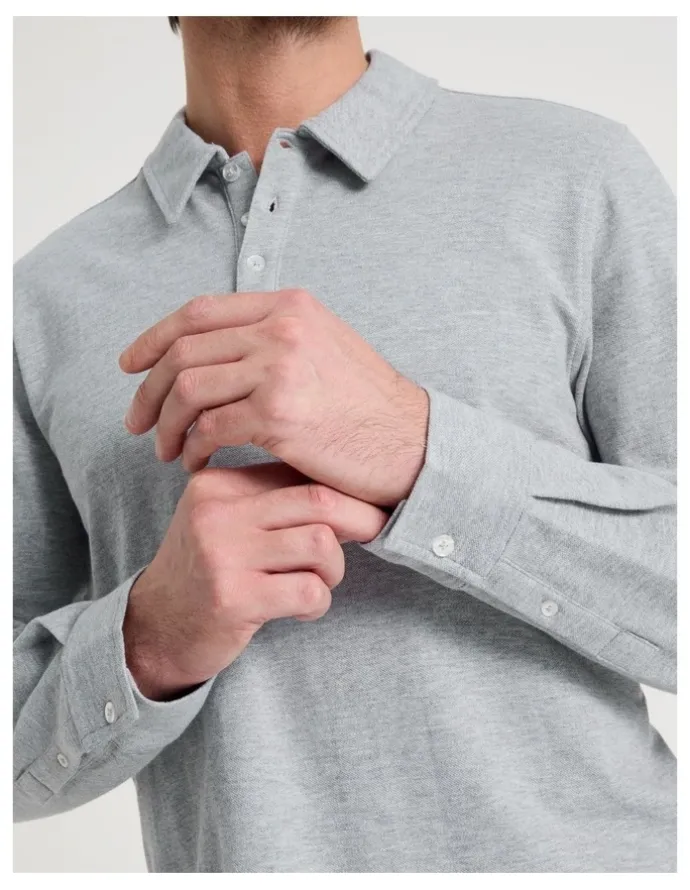 Basque Long Sleeve Polo in Grey