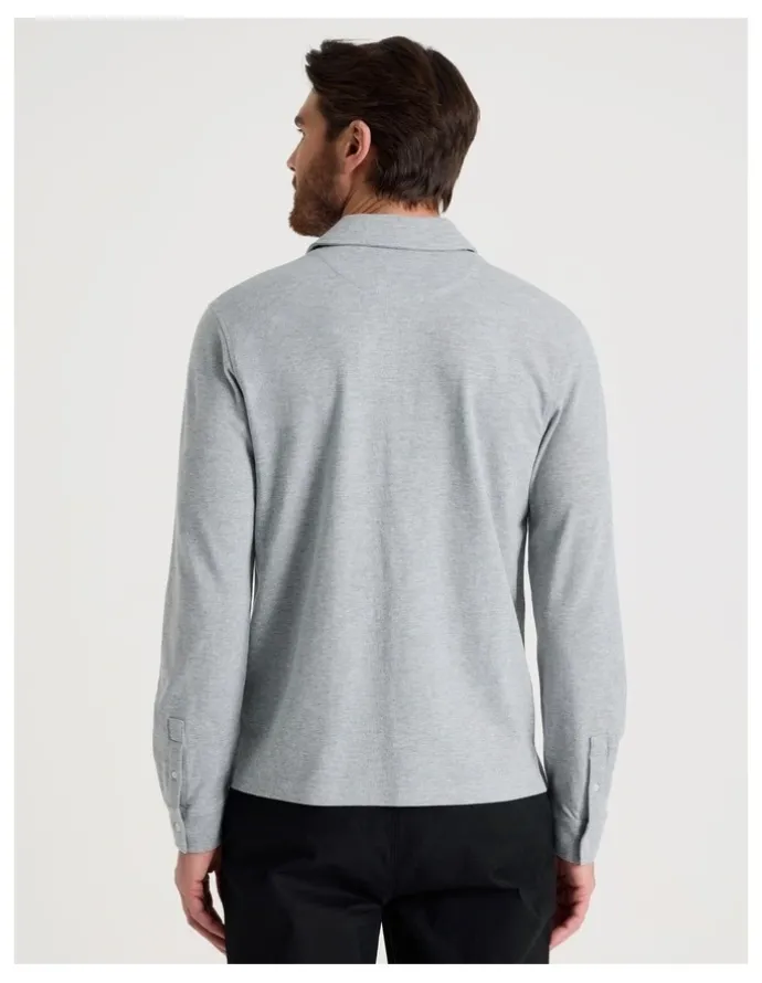 Basque Long Sleeve Polo in Grey
