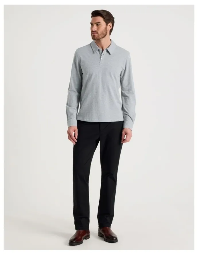 Basque Long Sleeve Polo in Grey