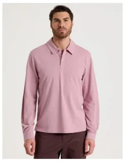 Basque Long Sleeve Polo in Pink