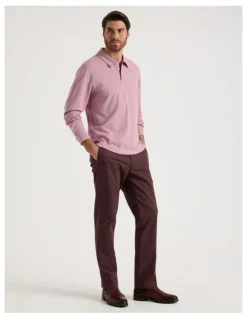 Basque Long Sleeve Polo in Pink