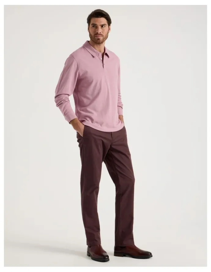Basque Long Sleeve Polo in Pink