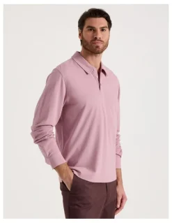 Basque Long Sleeve Polo in Pink