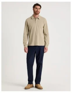 Basque Long Sleeve Polo in Sand