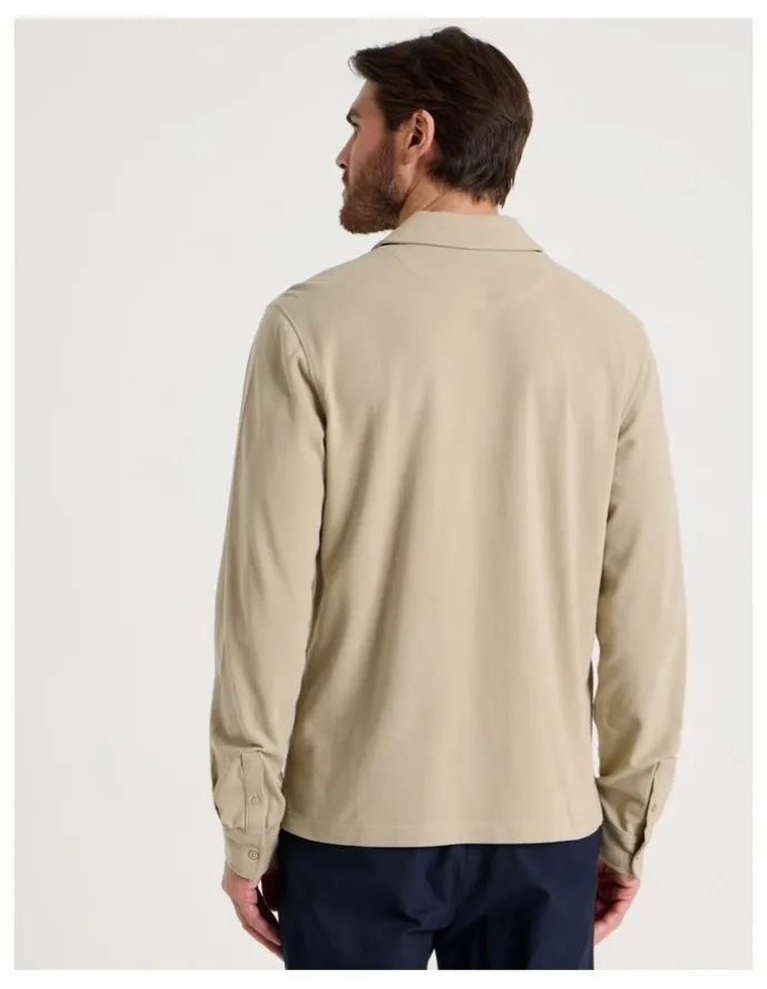 Basque Long Sleeve Polo in Sand