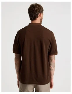 Basque Mercerised Cotton Birds Eye Polo in Brown