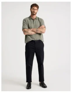 Basque Mercerised Cotton Birds Eye Polo in Olive